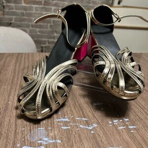 Chic Gold Strappy Heels for Women